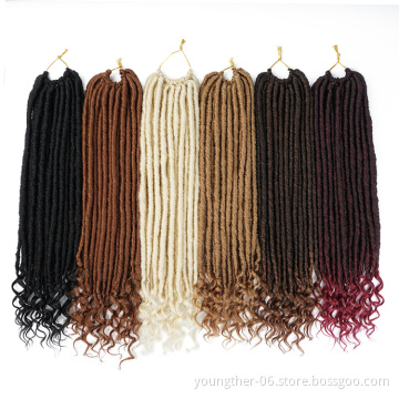 Wholesale Faux Locs Crochet Hair Extension with Curly Ends Braids Soft Synthetic Hair Extension Crochet Braiding  Goddess Locks